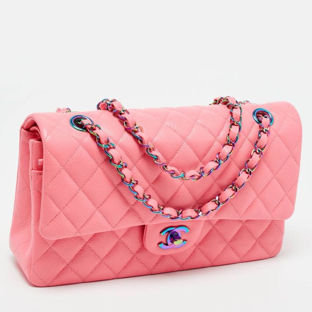 Chanel Pink Quilted Caviar Leather Medium Classic Double Flap Bag - Picture 3 of 7